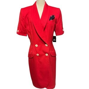 VINTAGE DEADSTOCK KASPER FOR ASL Double Breasted Blazer Wrap Dress Size 14